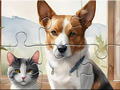 Ойын Jigsaw Puzzle: Oil Painting Dog And Cat