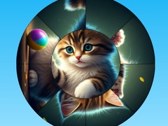 Ойын Round Jigsaw Puzzle Collect Pictures with Cute Kittens