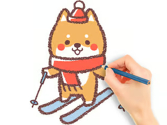 Ойын Coloring Book: Skiing Puppy